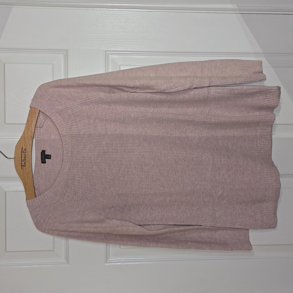 Talbots Marled Pink Tunic Sweater with Elbow Patches